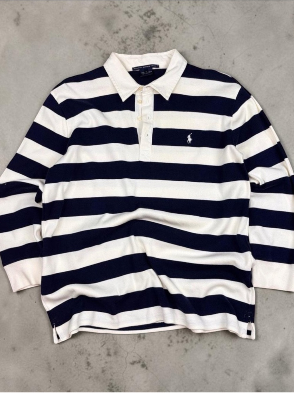 🏉 Ralph Lauren Sport Navy Stripe Rugby Polo | L